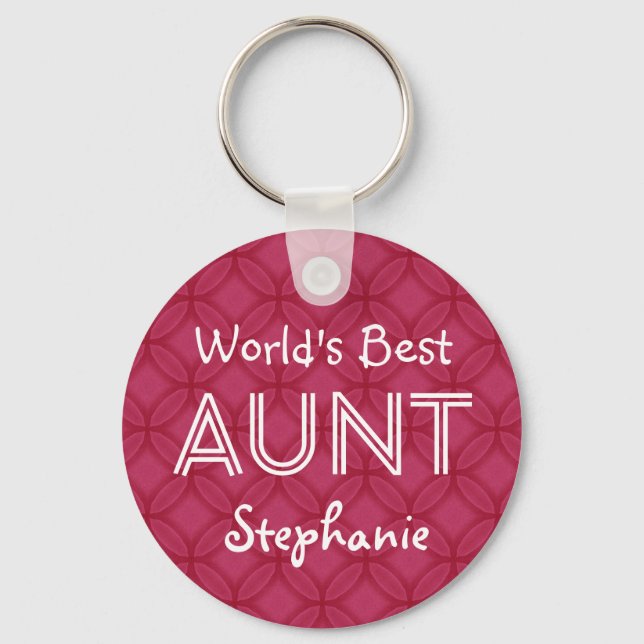 World's Best AUNT Custom Red Gift Item 09 Key Ring (Front)