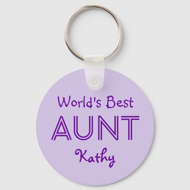 World's Best AUNT Lavender Purple Gift 14O Key Ring (Front)