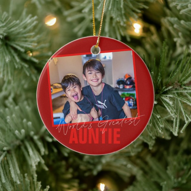 World's Best Aunt | Modern Photo Ceramic Ornament (Tree)