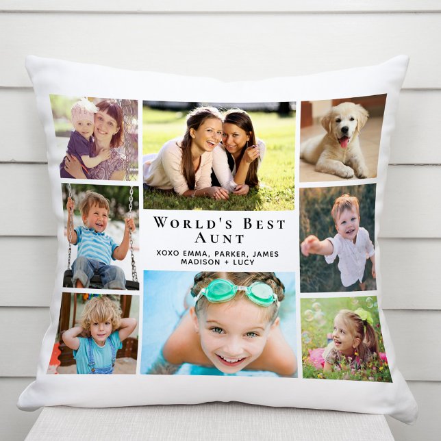 World's Best Aunt Photo Collage Personalized Cushion (Creator Uploaded)