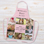 World's Best Aunt Photo Collage Pink Apron<br><div class="desc">A nice keepsake gift for the best aunt ever. Personalise this pink photo collage apron with eight pictures of her nieces,  nephews,  other family members,  pets,  etc. Customise "World's Best Aunt" and whether she is called "Aunt, " "Auntie, " "Tia, " etc.,  and add her nieces' and nephews,  names.</div>