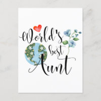 World's Best Aunt Sentimental Watercolor Flowers