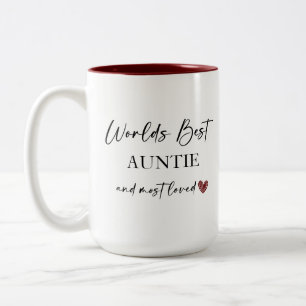 World's Best Auntie and Most Loved Photo Gift Two-Tone Coffee Mug