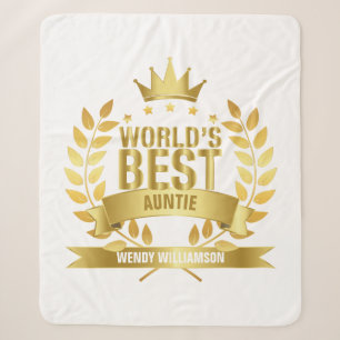 World's Best Auntie, Aunt Gold Fun Sherpa Blanket