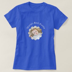 World's Best Auntie Photo in Flower Custom T-Shirt
