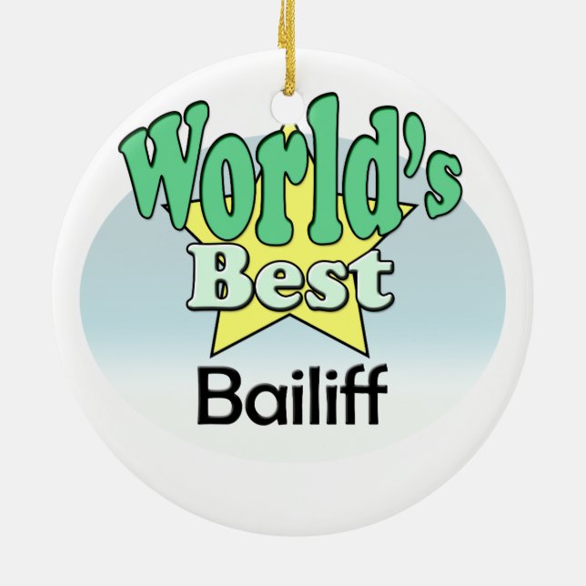 World's best Bailiff Ceramic Tree Decoration (Back)