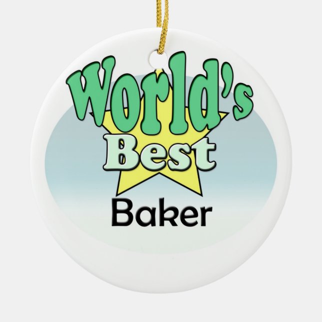 World's best Baker Ceramic Tree Decoration (Front)