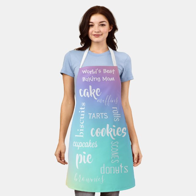 World's Best Baking Mum Words Apron (Worn)
