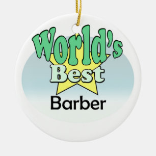 World's best Barber Ceramic Tree Decoration