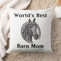 Worlds Best Barn Mum Sketch Black White Horse