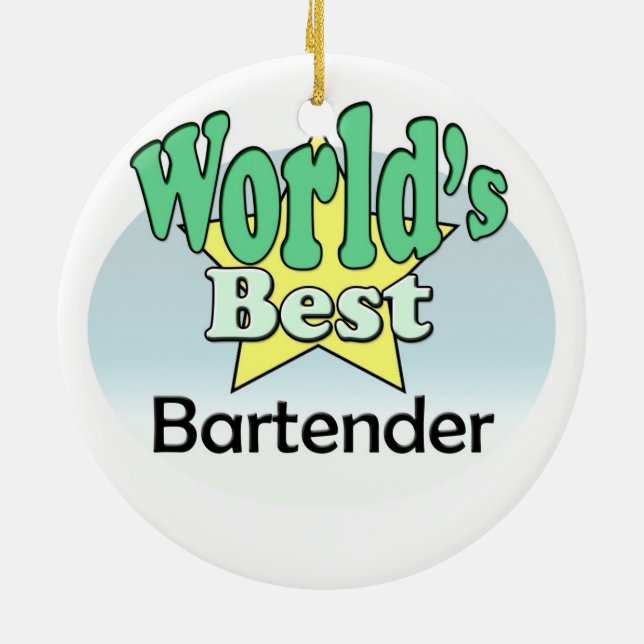 World's Best Bartender Ceramic Tree Decoration (Back)