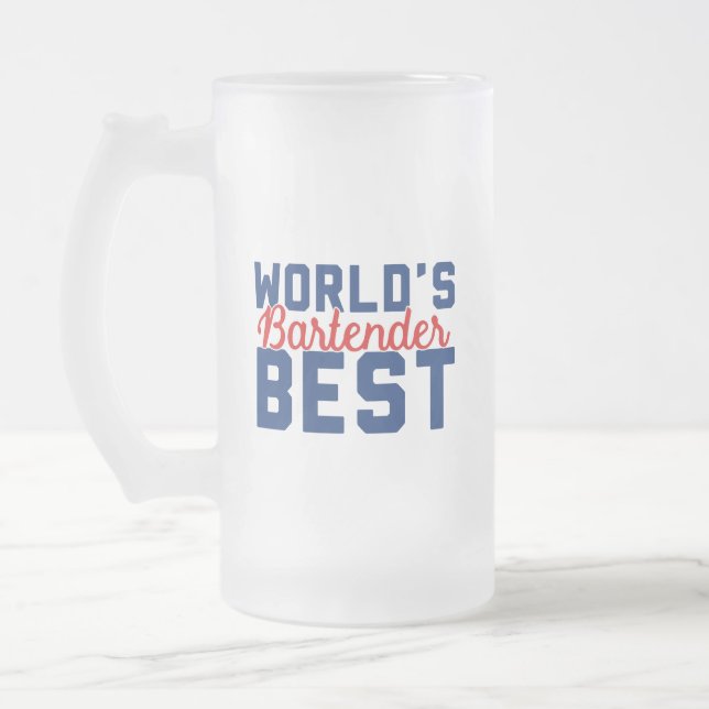 World's Best Bartender Frosted Glass Beer Mug (Left)