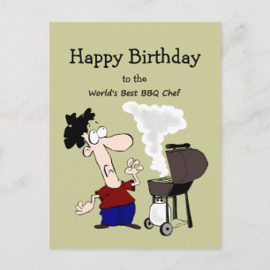 World's Best BBQ Chef Fun Quote Birthday Greeting Postcard