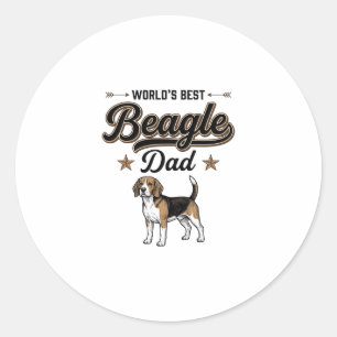 Worlds Best Beagle Dad Vintage Dog Classic Round Sticker