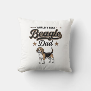 Worlds Best Beagle Dad Vintage Dog Cushion