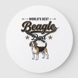 Worlds Best Beagle Dad Vintage Dog Large Clock