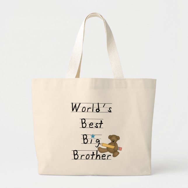 World's Best Big Brother Large Tote Bag (Front)