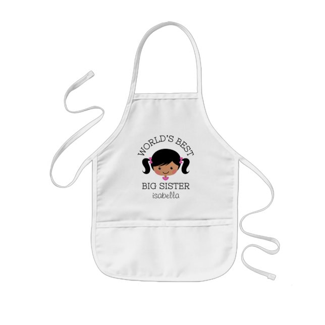 Worlds best big sister personalised kids apron (Front)