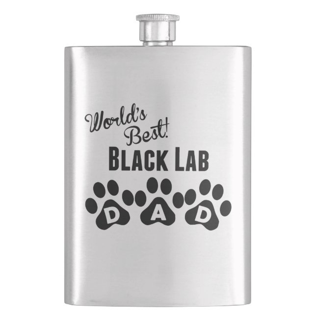 World's Best Black Lab Dad Hip Flask (Front)
