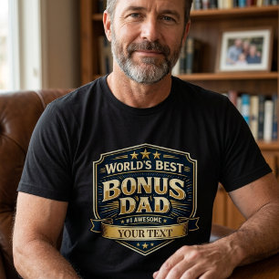 World's Best Bonus Dad Vintage Badge Father's Day T-Shirt