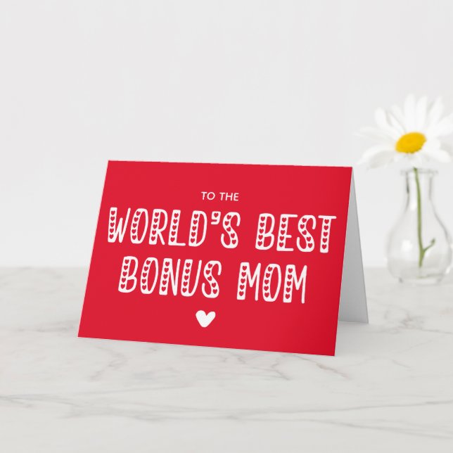 World's Best Bonus Mum! Cute Mother's Day Card (Small Plant)