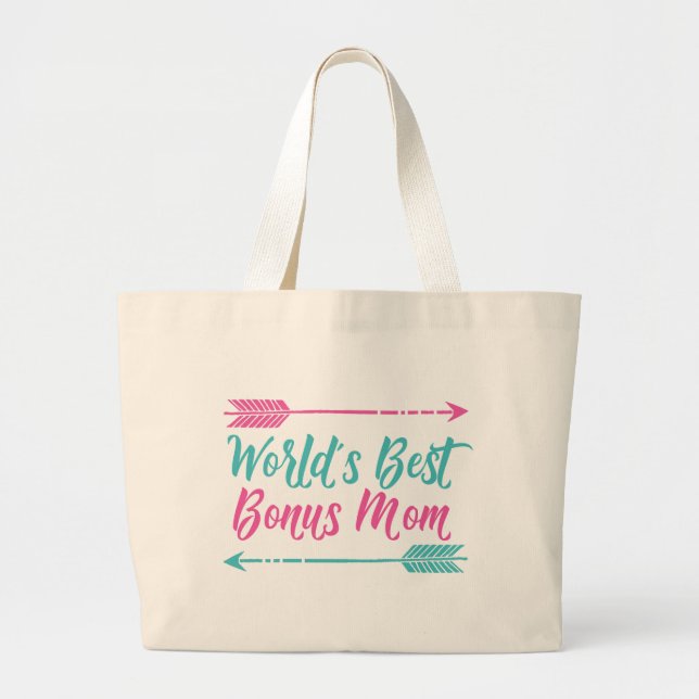 World's Best Bonus Mum Large Tote Bag (Front)