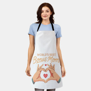 World's Best Bonus Mum Stepmom   Heart Hands Gift Apron