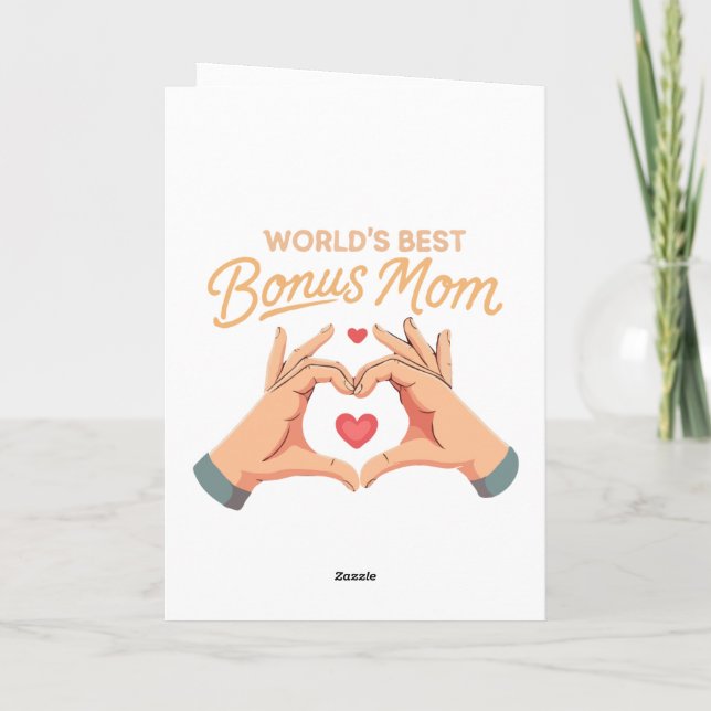 World's Best Bonus Mum Stepmom | Heart Hands Gift Card (Back)