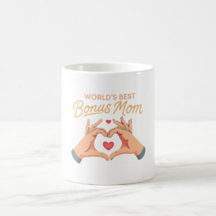 World's Best Bonus Mum Stepmom   Heart Hands Gift Coffee Mug
