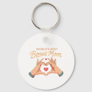 World's Best Bonus Mum Stepmom   Heart Hands Gift Key Ring