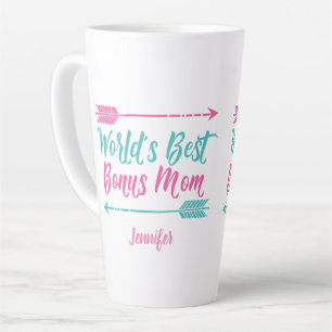 World's Best Bonus Mum Stepmom Pink Mother's Day Latte Mug