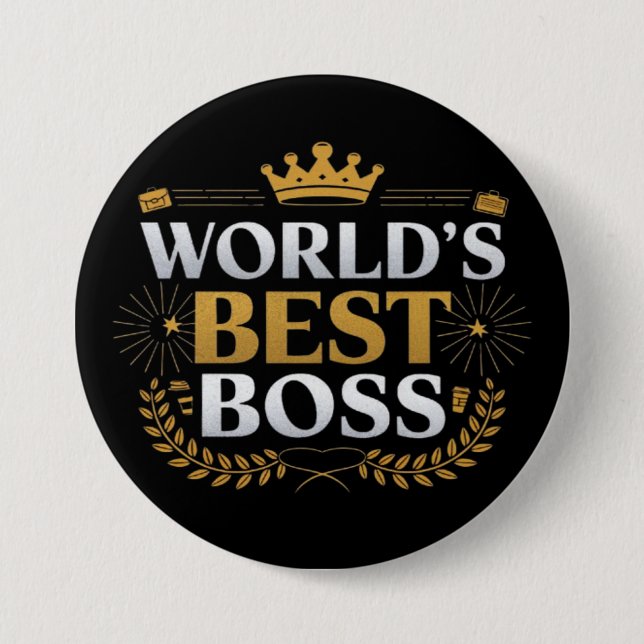 world's best boss 7.5 cm round badge (Front)