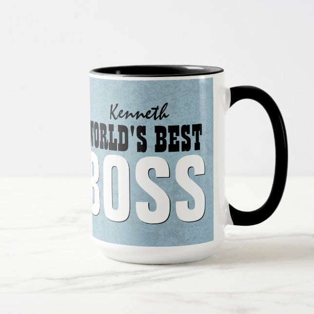 World's Best BOSS Blue Custom Name V11 Mug (Right)