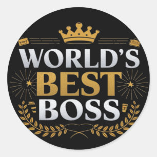 world's best boss classic round sticker