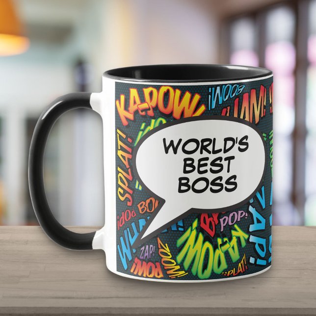 World's Best Boss Fun Retro Comic Book Pop Art Mug (World's Best Boss Fun Retro Comic Book Pop Art Mug)