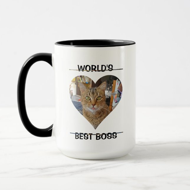 World's Best Boss | Funny Cat Picture and Name Mug (Left)