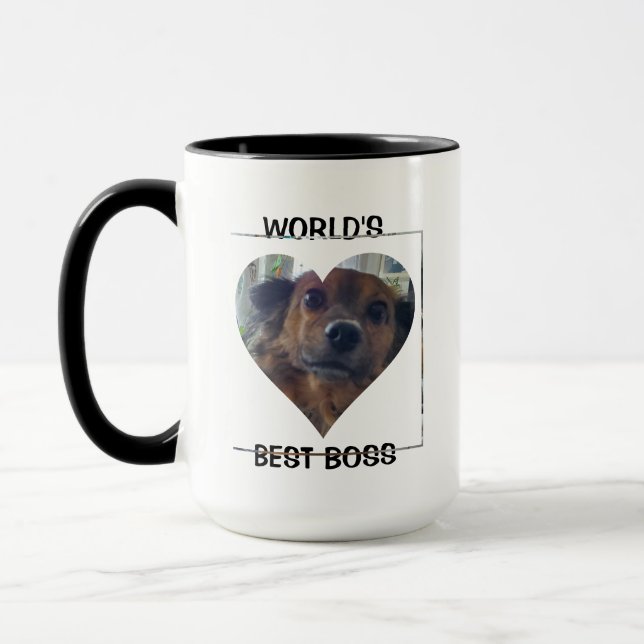 World's Best Boss | Funny Dog Picture and Name Mug (Left)