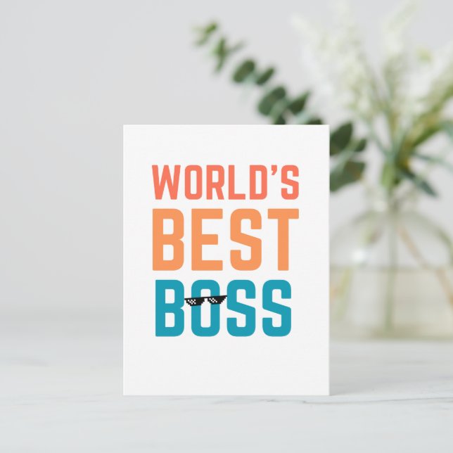  World's Best Boss, funny office gift for boss Postcard (Standing Front)