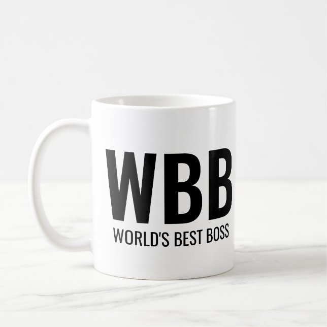 World's Best Boss Funny Quote Simple Black Text Coffee Mug (Left)