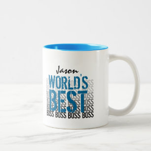 World's Best Boss Grunge Lettering Blue 011 Two-Tone Coffee Mug