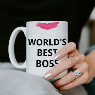 World's Best Boss Lipstick Gift for Her Coffee Mug