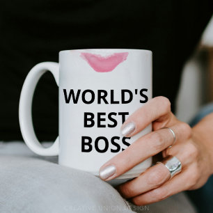 World's Best Boss Lipstick Gift for Her Coffee Mug