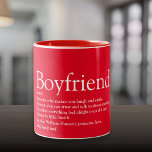 World's Best Boyfriend Ever Definition Red Two-Tone Coffee Mug<br><div class="desc">Personalise for the world's best boyfriend ever to create a unique gift. A perfect way to show him how amazing he is every day. You can even customise the background to their favourite colour. Designed by Thisisnotme©</div>