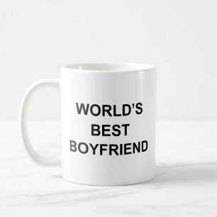World's Best Boyfriend Funny Quote with Black Text Coffee Mug