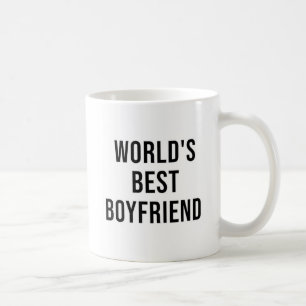 World's Best Boyfriend Funny Quote with Black Text Coffee Mug