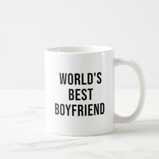 World's Best Boyfriend Funny Quote with Black Text Coffee Mug
