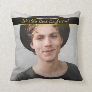 World's Best Boyfriend Photo  Throw Pillow
