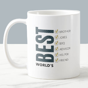 Worlds Best Brother Customisable Checklist Coffee Mug