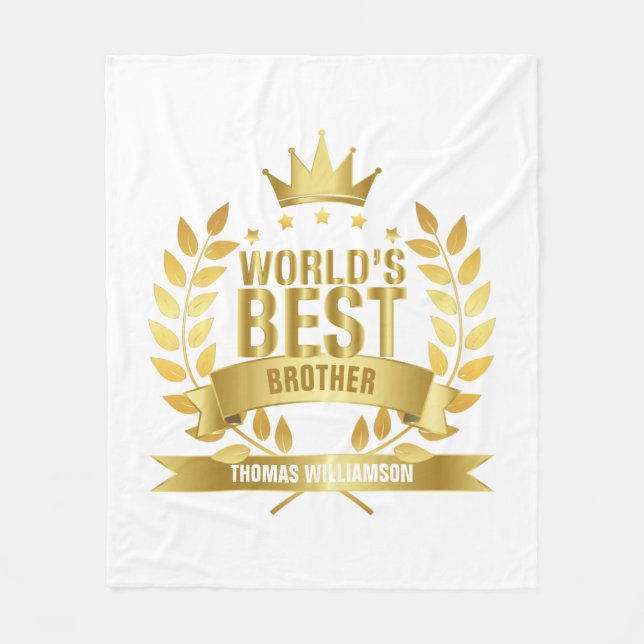 World's Best Brother Gold Fun Fleece Blanket (Front)