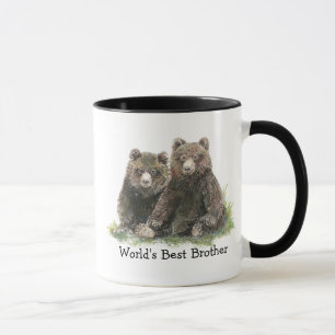 World's Best Brother, Watercolor Cute Bears Mug